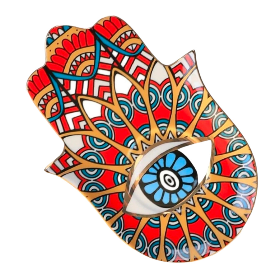 Hamsa Evil Eye Trinket Plates - (Red)
