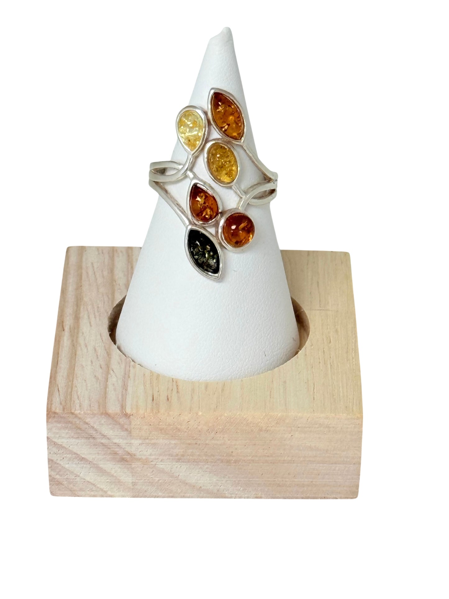 Multi Amber Silver Ring