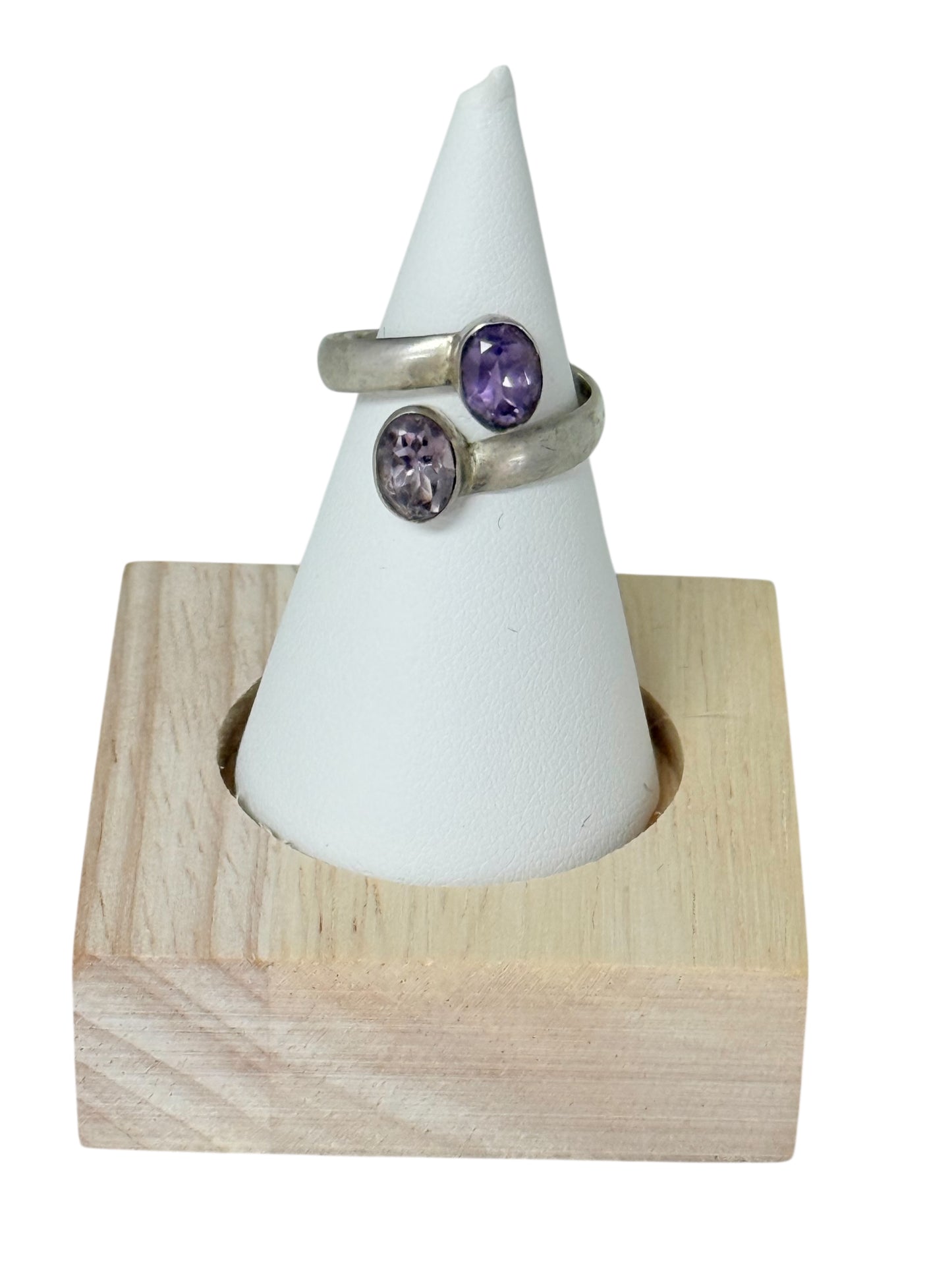 Amethyst Adjustable Double Stone Ring