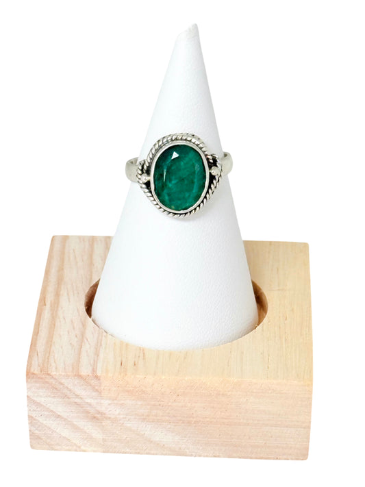 Emerald Silver Ring