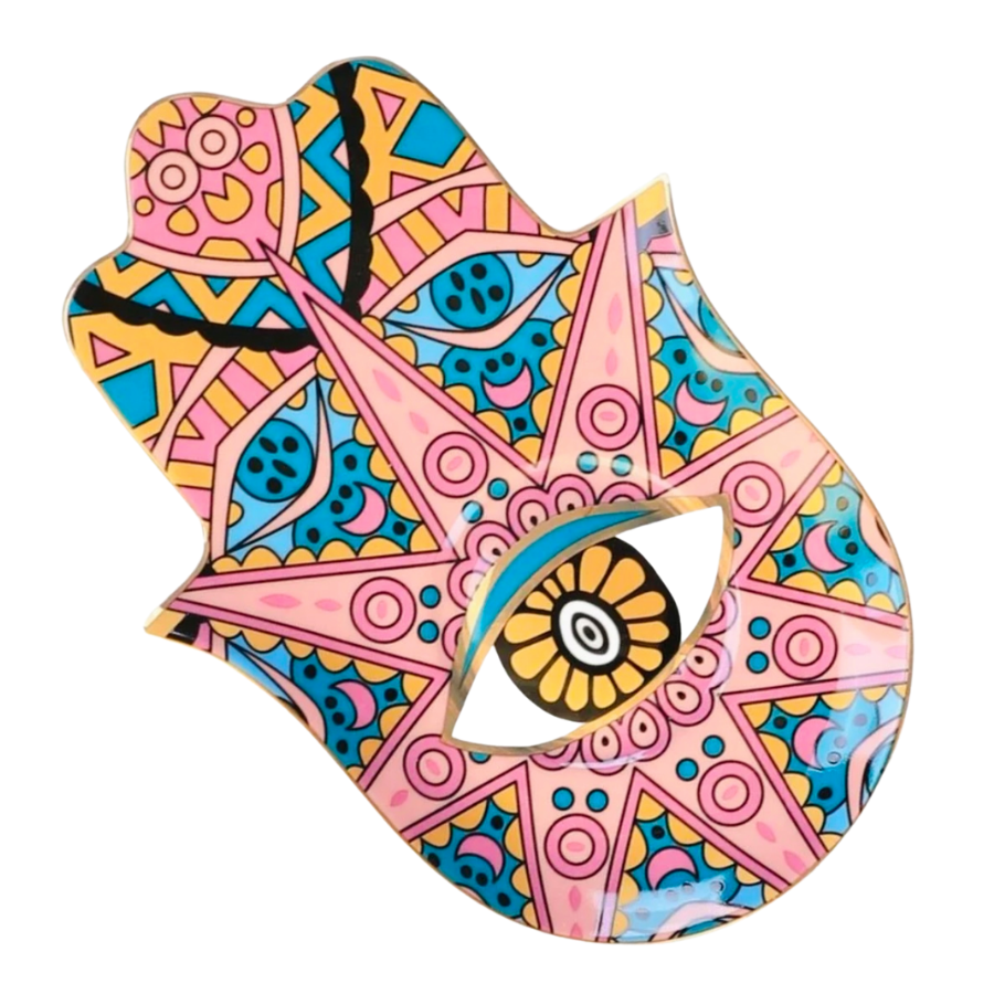 Hamsa Evil Eye Trinket Plates- (Pink)