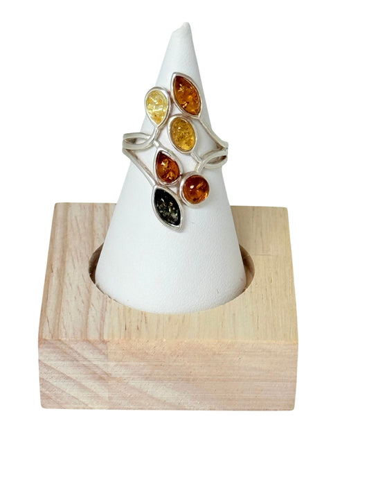 Multi Amber Silver Ring