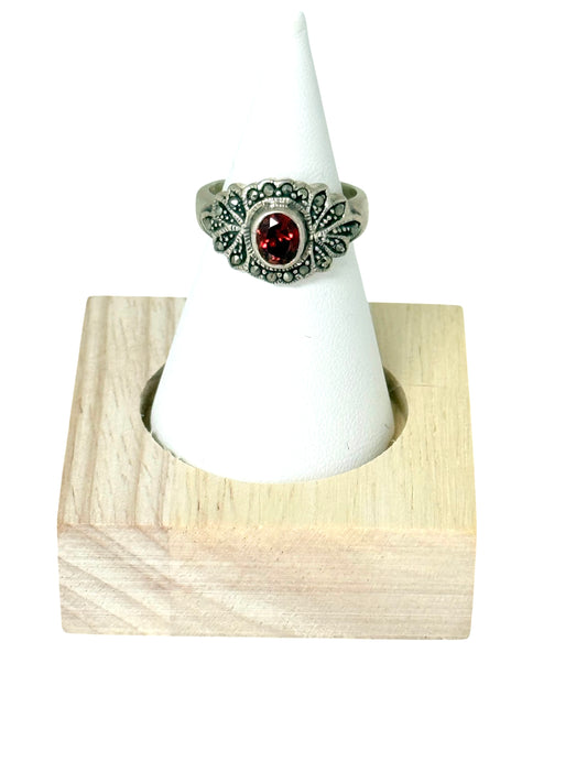 Silver Garnet Ring