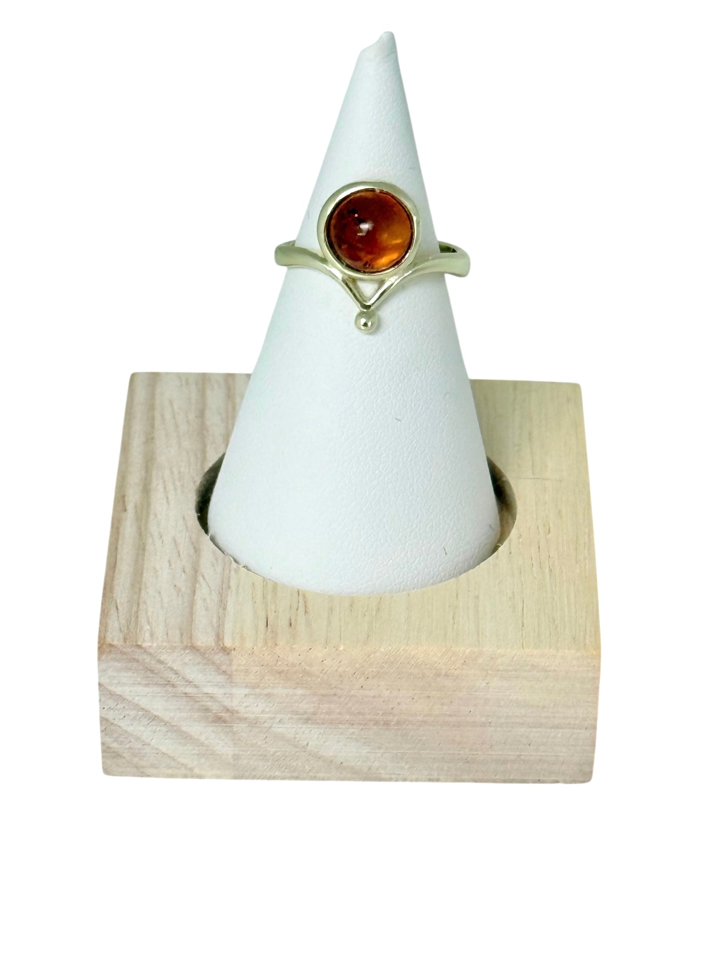 Silver Gold Plated Amber Ring